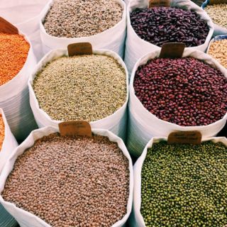 Sacks of lentils and beans